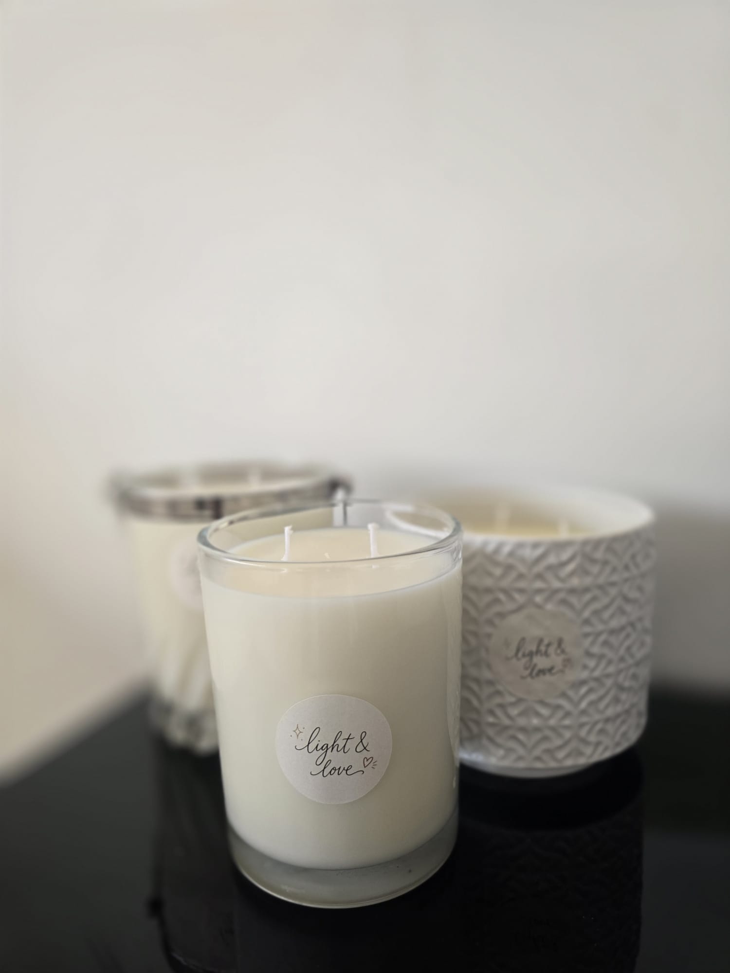 Luxury soy wax candle in an elegant glass jar